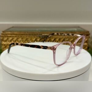 Via Spiga - Light Transparent Pink Rx Eyeglass Frames/Brown Tort-Print Arms, EUC